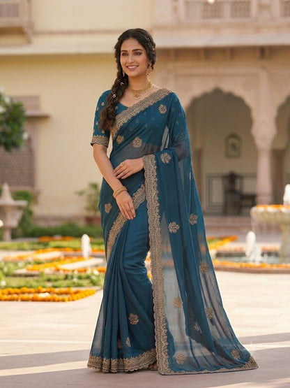 Star Georgette Embroidery Designer Saree