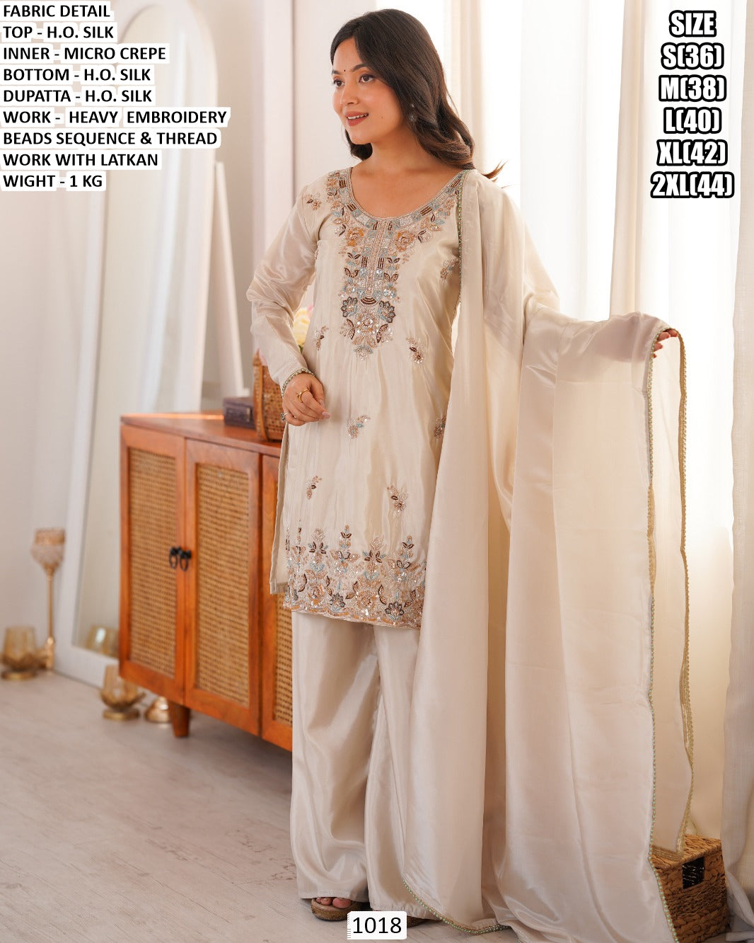Title: Elegant Heavy Embroidered H.O. Silk Suit Set with Dupatta – Premium Festive Wear