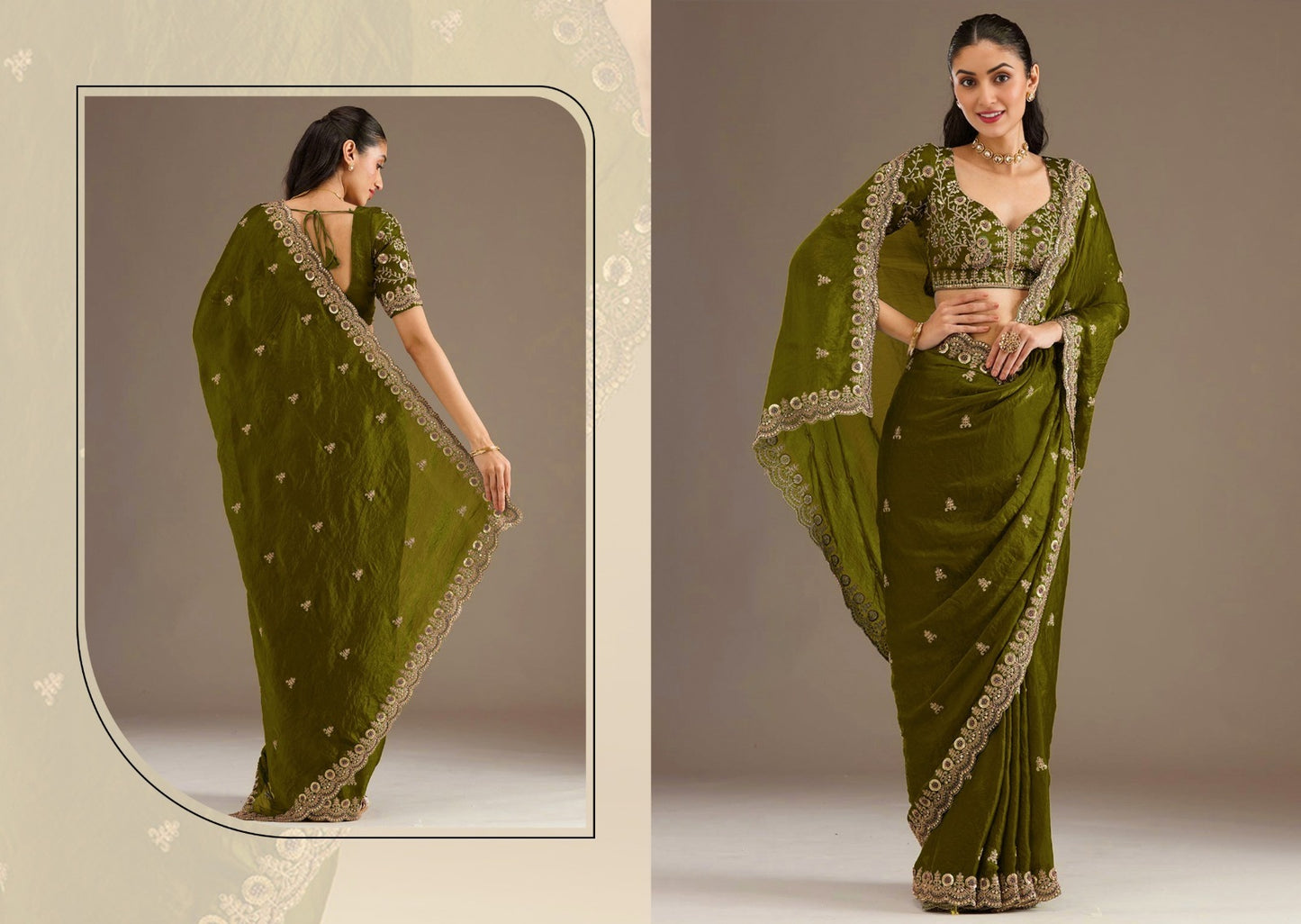 Tissue Saree with Sequin Work