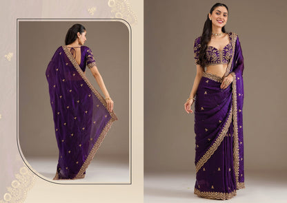 Tissue Saree with Sequin Work
