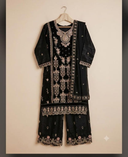 Pure Fandy Silk Embroidered Salwar Kameez